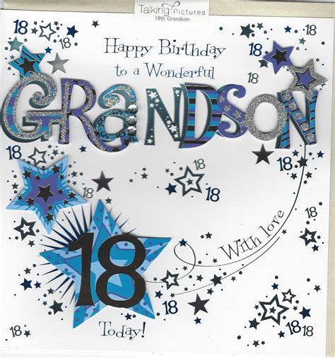 Grandson 18th Birthday Luxury handmade card. Size: 205 mm x 200 mm. Pearlised envelope included ...