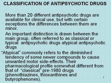 PPT – CLASSIFICATION OF ANTIPSYCHOTIC DRUGS PowerPoint presentation ...