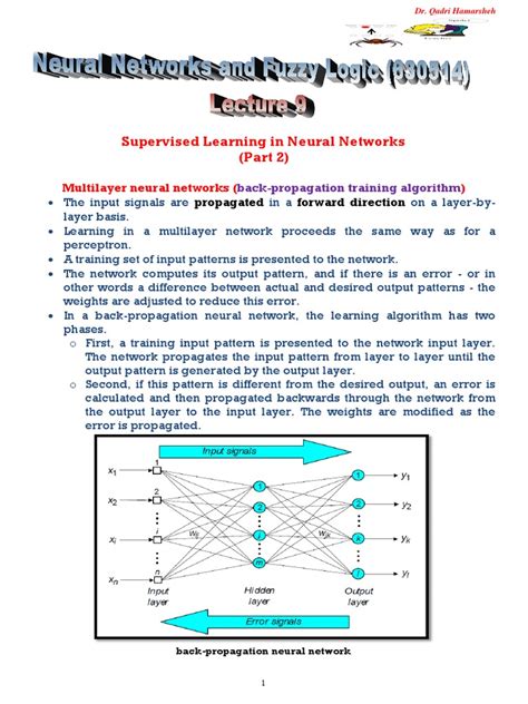 Lecture 9 - Supervised Learning in ANN - (Part 2) New | PDF ...