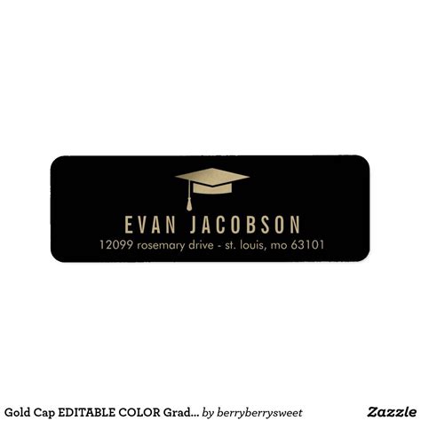 Gold Cap EDITABLE COLOR Graduation Address Label | Zazzle.com in 2020 ...