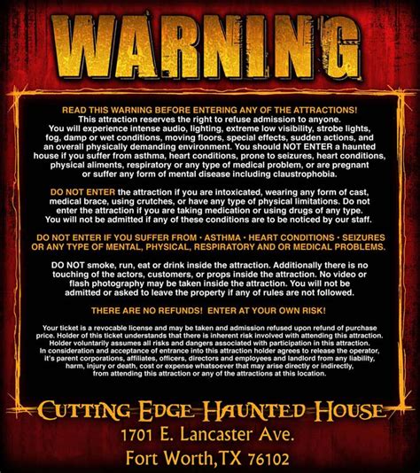 Schedule, Ticket & Visit Info - Cutting Edge Haunted House