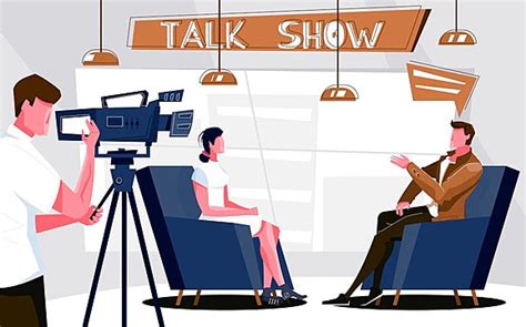 Talk Show Flat Composition With Indoor Scenery Of Television Studio ...