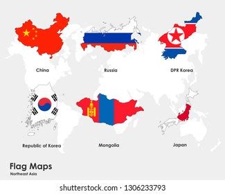 Northeast Asia County Maps Flag: เวกเตอร์สต็อก (ปลอดค่าลิขสิทธิ์) 1306233793 | Shutterstock