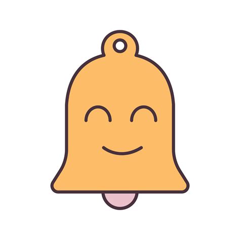 Smiling bell color icon. Happy notifications, announcements. Reminder alarm. Emoji, emoticon ...