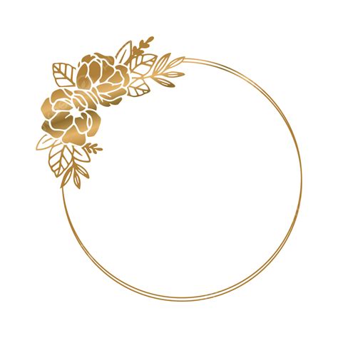 Golden Circle Frame With Floral Luxury Ornament Design, Golden Circle ...