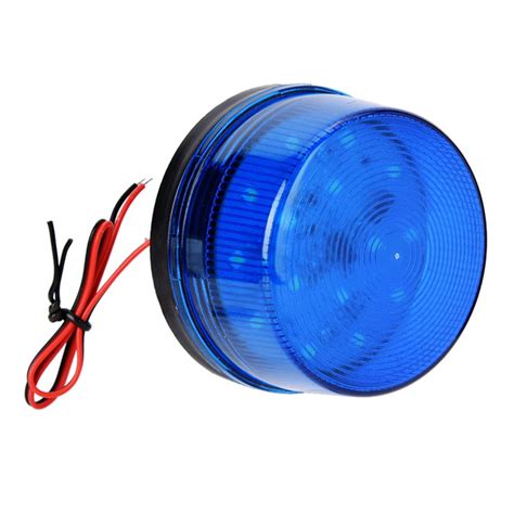 WALFRONT 12V Blue LED Strobe Beacon Emergency Alarm Warning Signal Flashing Light without Sound ...