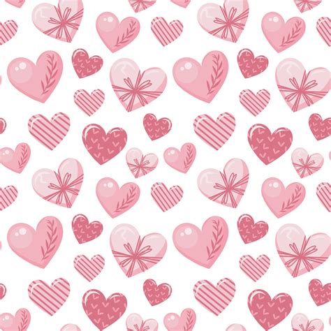 Seamless Valentine's Day pattern on white background with hearts with ...