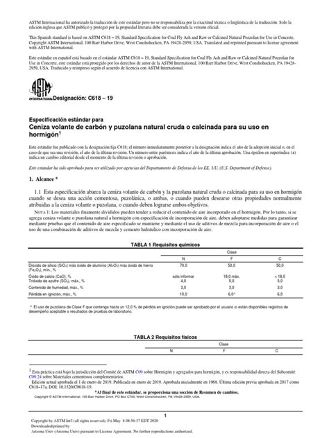 Astm c618 - 19 - Spanish | PDF | Hormigón | Cemento