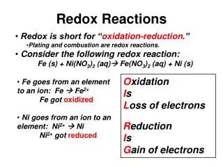 PPT - Redox Reactions in Metabolism: Standard reduction potentials, coenzymes in metabolism, and ...