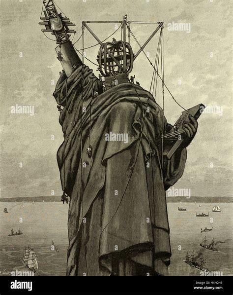 The Statue of Liberty in New York, the end of the construction, USA, United States, America ...