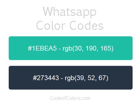 Whatsapp Colors - Hex and RGB Color Codes