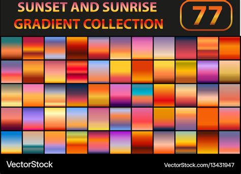 Sunset and sunrise gradient set big collection Vector Image