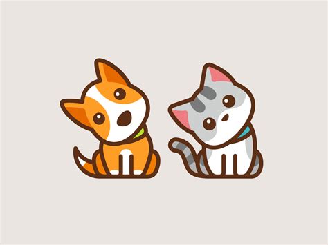 Confused Dog & Cat | Cute dog drawing, Cat and dog drawing, Pet logo design