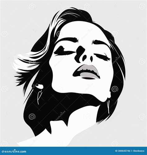 Elegant Pop Art-inspired Woman S Face Illustration in Black and White Stock Illustration ...