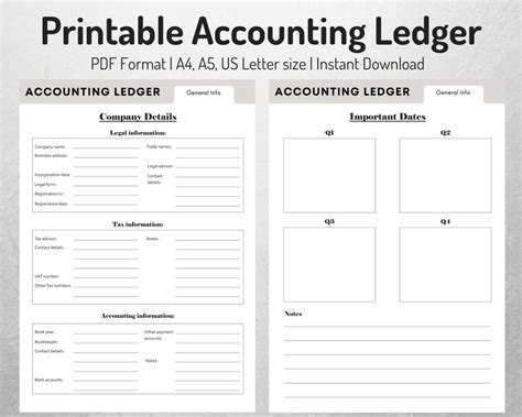 Printable Accounting Ledger Bookkeeping Journal for Small - Etsy