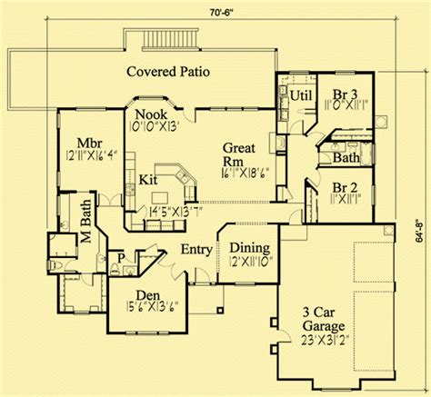 Single Story House Plans For Contemporary 3 Bedroom Home