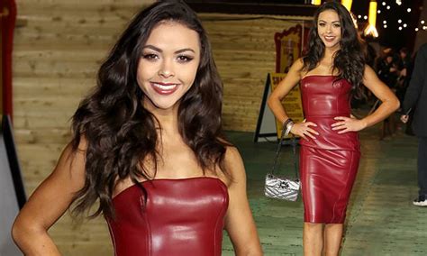 Dancing On Ice's Vanessa Bauer wows in a maroon dress at DC Shazam's ...