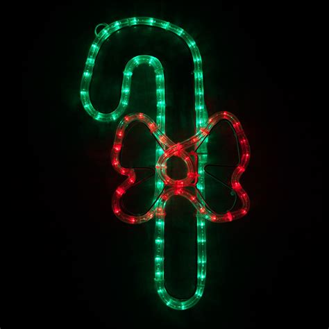 Outdoor Decoration - 20" LED Candy Cane with a Bow, Red and Green Lights