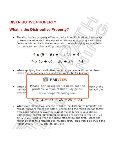 Distributive Property- Examples, PDF | Examples