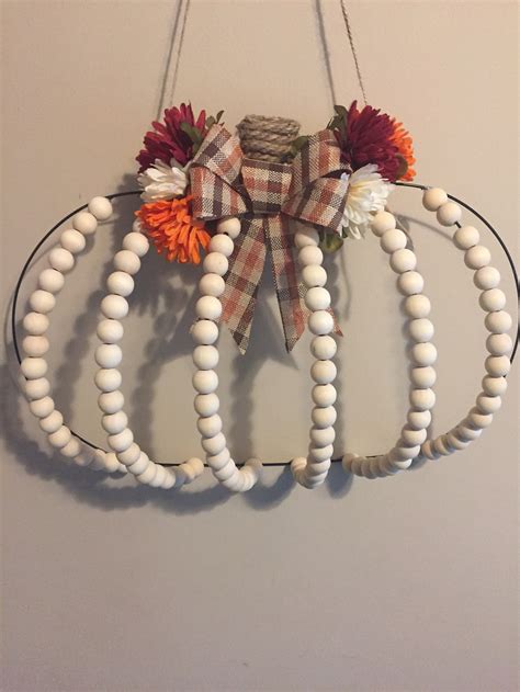 DIY Dollar Tree Pumpkin Wreath with Farmhouse Beads