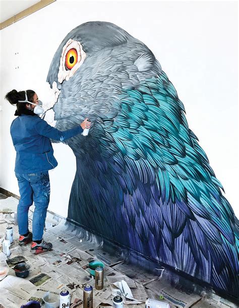 Huge Mural Paintings of Pigeons By Artist Reveal Their Unexpected Beauty | artFido