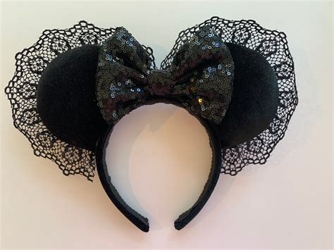 Black Velvet and Lace Mouse Ears Black Mouse Ears Gothic | Etsy