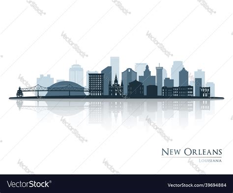 New orleans skyline silhouette with reflection Vector Image