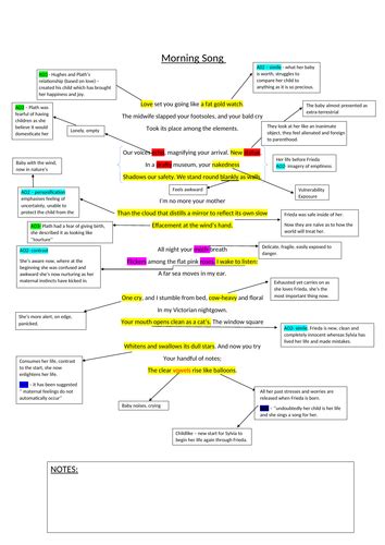 Full analysis of Morning Song Sylvia Plath | Teaching Resources