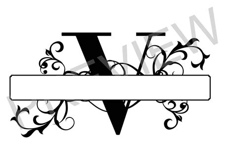 Split Monogram SVG Letter V Regal Split Alphabet Vector