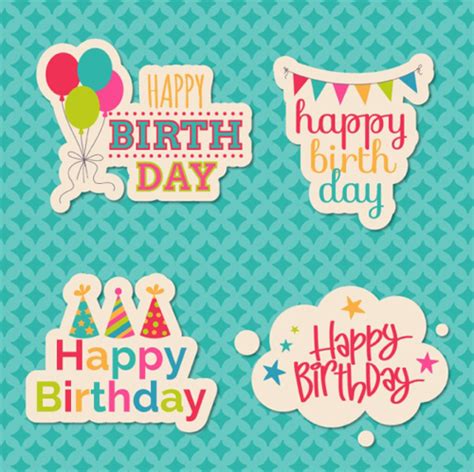 Happy birthday sticker design vector free download