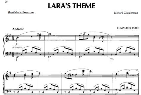 Richard Clayderman-Lara’s Theme Free Sheet Music PDF for Piano | The Piano Notes