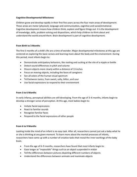 Cognitive Developmental Milestones - Cognitive Developmental Milestones Children grow and ...