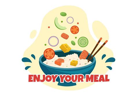 Enjoy Your Meal Vector Illustration a Variety of Delicious Food in Home ...