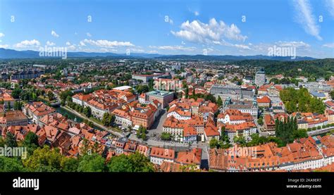 View over the old town from Lubljana Castle, Ljubljana, Slovenia Stock ...