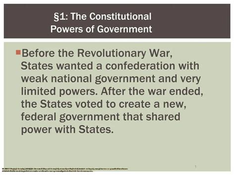 PPT - 1: The Constitutional Powers of Government PowerPoint ...