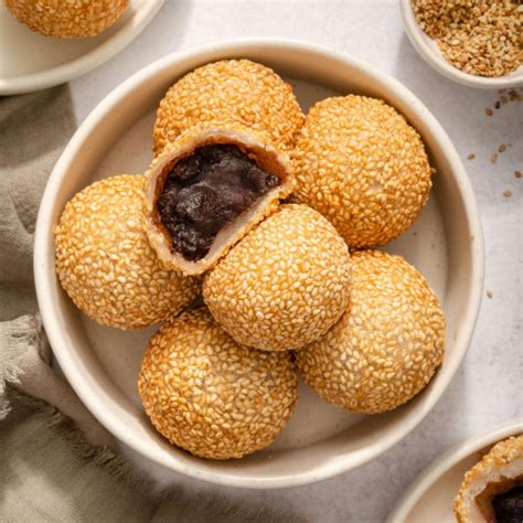 Sesame Balls with Red Bean Paste – Takes Two Eggs