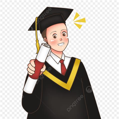 Graduation Psd PNG Picture, Hand Drawn Young Man On Graduation Cartoon Illustration Free Psd And ...