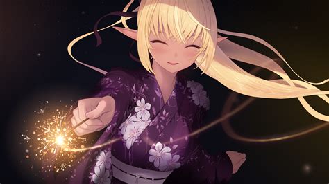 Fond d'écran : Filles anime, Hololive, Shiranui Flare, Cait, Kimono ...