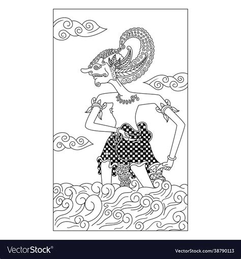 Wayang kulit character in entangle style Vector Image