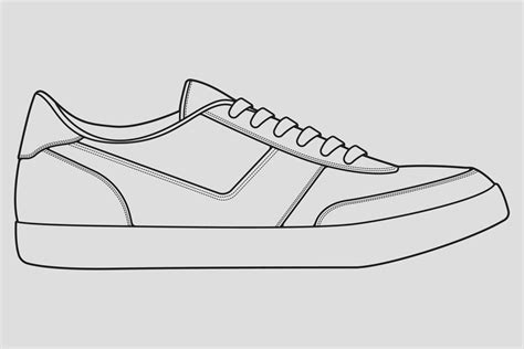 Shoes sneaker outline drawing vector, Sneakers drawn in a sketch style, black line sneaker ...