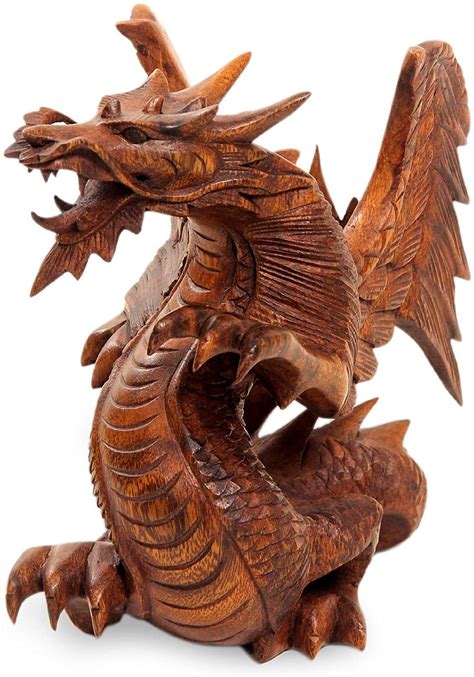 12 Tall Hand Carved Wood Dragon Sculpture Home Decor - Etsy | Dragon ...