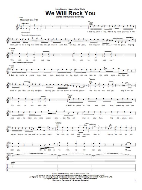 We Will Rock You Sheet Music | Queen | Guitar Tab