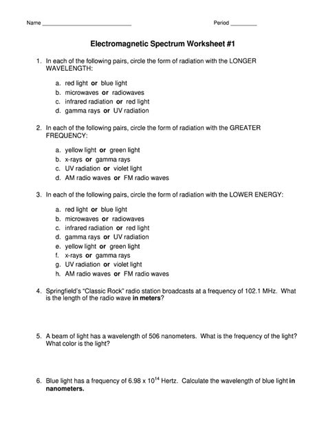 Electromagnetic Spectrum Fill In The Blank - Fill Online, Printable ...