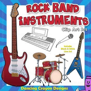 rock band instruments clip art set