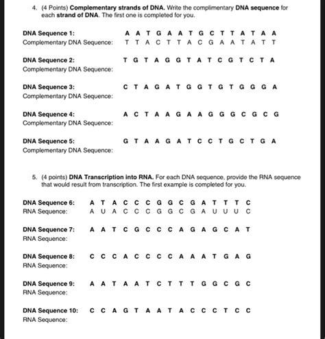 Solved 4. (4 Points) Complementary strands of DNA. Write the | Chegg.com