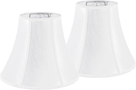 Bell Lamp Shades set of 2 - Silvery White Lampshades - 5.9" Top x 13.4" Bottom x 10.6" High ...