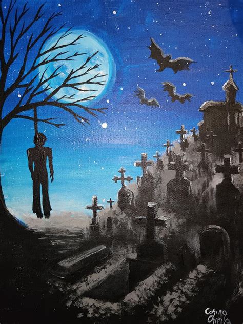 A suicide next to the cemetery Painting by Chirila Corina - Fine Art America