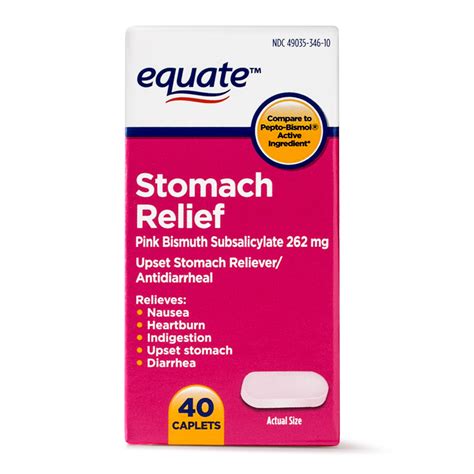 Equate Bismuth Caplets for Adult Stomach Relief, 262 mg, 40 Ct - Walmart.com