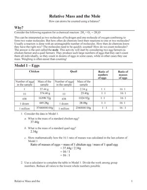 Relative Mass And The Mole Worksheet Answer Key | GustavoGargiulo free ...