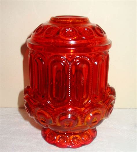 VTG L E Smith Glass Moon & Stars Red Yellow Amberina Candle Fairy Courting Lamp | Antique glass ...